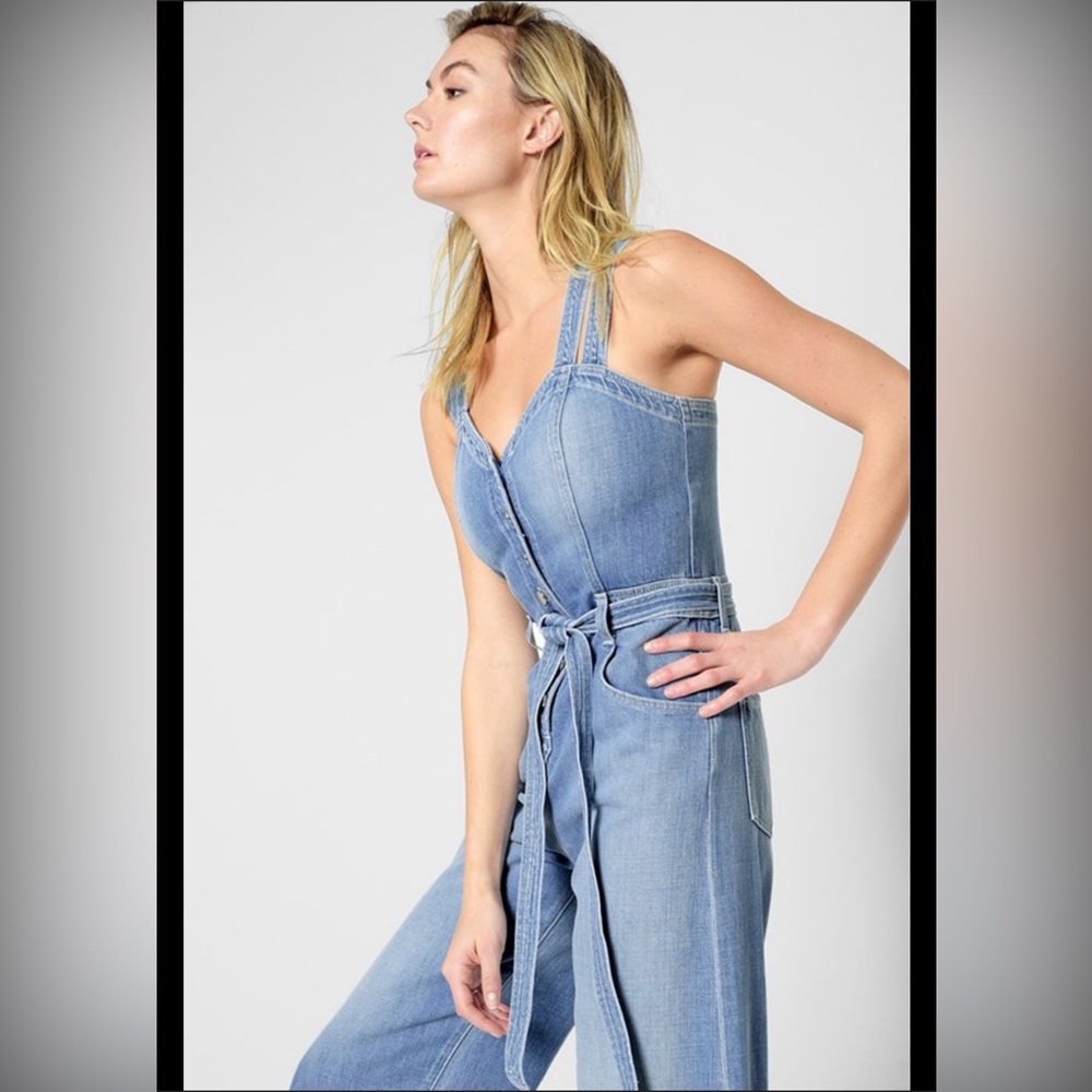 7 For All Mankind Culotte Light Blue Denim Jumsuit